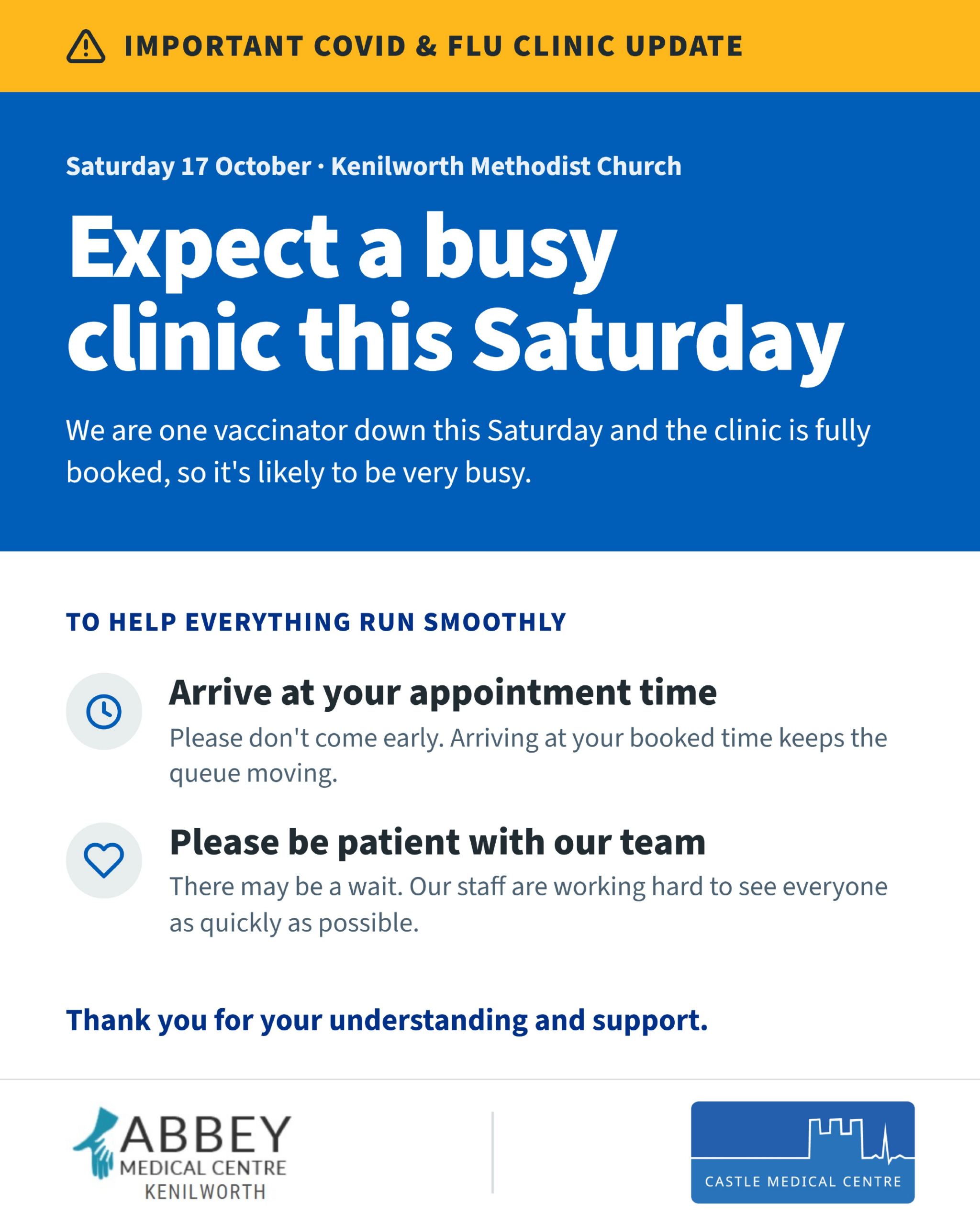 Flu Clinic Alert 17 Oct